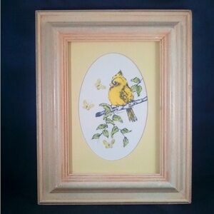 Framed Carol Morrison Watercolor Yellow Bird